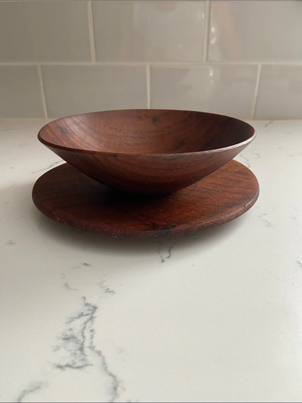 Vintage Handmade Studio Wood Bowl & Plate Northern California